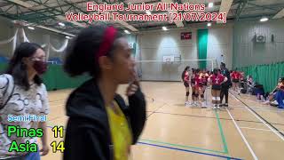 England Junior All Nations Volleyball Girls Div PINAS Semis v Asia Bronze v Mediterranean [upl. by Dahle624]