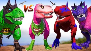 JOKER VASTATOSAURUS REX vs BATMAN BIG TREX amp CARNOTAURUS Dinosaurs Battle Jurassic World Evolution [upl. by Giovanna]