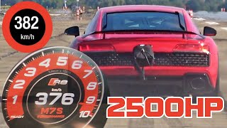 2500 HP Audi R8 V10 Huge Twin Turbos  EXTREME FAST ACCELERATION 0380 kmh [upl. by Airdnax920]