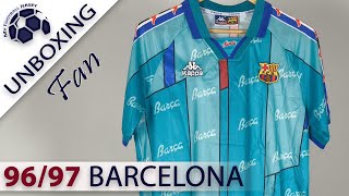 Barcelona Away Jersey 9697 Ronaldo JJSport Fan Version Unboxing Review [upl. by Aber]