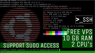 Cara Membuat VPS Gratis 10 GB RAM  2 CPU Support Sudo Access  Unlimited [upl. by Eskil676]