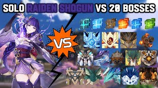 Solo F2P C0 Raiden Shogun vs 20 Bosses Without Food Buff  Genshin Impact [upl. by Cogen]