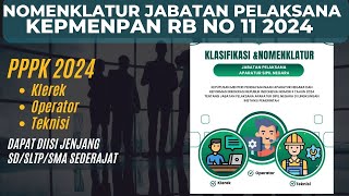 NOMENKLATUR JABATAN PELAKSANA PPPK 2024 KEPMENPAN RB NO 11 [upl. by Iznyl]