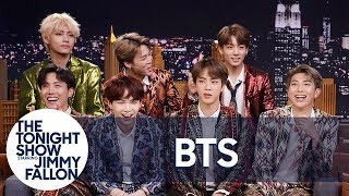 Jimmy Interviews the Biggest Boy Band on the Planet BTS  The Tonight Show [upl. by Macknair]