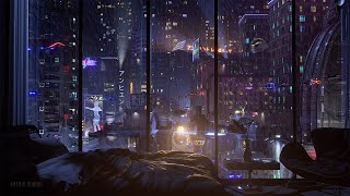 Spend The Night In This Futuristic Apartment  Tokyo CyberPunk City Ambience  Rain On Window [upl. by Dyal700]