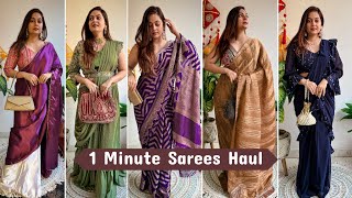 1 Minute Ready to Wear Saree Haul  Party Wear PreDraped Saree  Amazon  Mahima Giri [upl. by Gamali195]