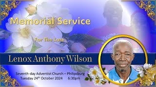 Memorial Service for the life of Lenox Wilson  Oct 24th 2023  at 630 pm [upl. by Jewelle435]