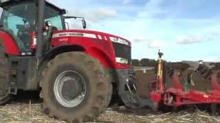 Ploughing in 2015 with a Massey Ferguson 8650 and 2 front furrow plow and 5 furrow Kverneland plow o [upl. by Ahsiya]