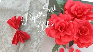 Crepe paper rose flowers for room decorFlores de papel crêpeHandmade DIY PaperSaiarts [upl. by Yelkao922]