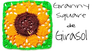 🌻Granny Square de Girasol🌻Sunflower Crochet 🇺🇸 [upl. by Gardol]