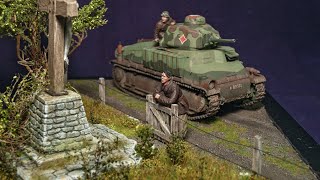 135 WW2 Diorama Full build with realistic scenery  Tamiya 135 Somua S35  Contemplation [upl. by Laamak264]