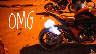 Fire Shot from Kawasaki z800  NEW EXHAUST worth Rs 100000 [upl. by Nehte]