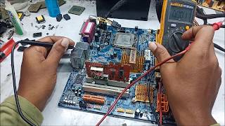 Gigabyte GA945GCMXS2 Motherboard Repair  Gigabyte Motherboard RAM Voltage Missing [upl. by Nagad719]