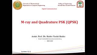 Lecture 12 Mray and Quadrature Phase Shift Keying QPSK [upl. by Trevlac550]