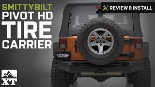 Jeep Wrangler Smittybilt Pivot HD Tire Carrier 20072017 JK Review amp Install [upl. by Eimorej]