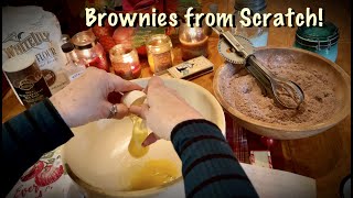 ASMR Baking Brownies from Scratch Notalking Mixing measuring stirring amp siftingGooey goodness [upl. by Shaer499]