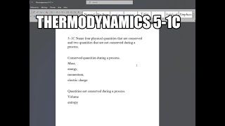 Thermodynamics 51C Name four physical quantities that are conserved and two quantities that are not [upl. by Pegg]