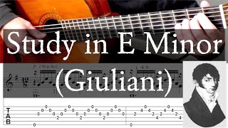 STUDY IN E MINOR  Op 48 No 5  Mauro Giuliani  Full Tutorial with TAB  Fingerstyle Guitar [upl. by Lenoel384]