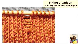 Correcting Knitting Errors  Fixing a Ladder a Knittycats Knits Technique [upl. by Luigi904]