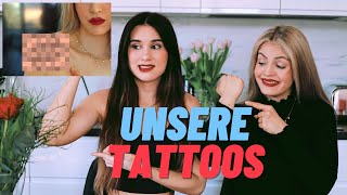 Unsere TATTOOS  ALLE Bedeutungen 🤨 I Coupleontour [upl. by Analak30]