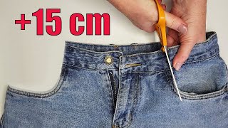 ✂️ DIY Downsize Waist of Jeans  No Gap in Back Elastic Method [upl. by Ynamad46]