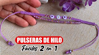 🧶PULSERAS de hilo 2 En 1 Macramé con Cristales Pulseras de MACRAME Paso a Paso [upl. by Namlak894]