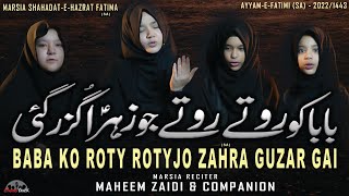 Bibi Fatima Zahra Marsiya 2022  Baba Ko Roty Roty Jo Zahra Guzar Gayi  Maheem Zaidi amp Companion [upl. by Ricard]