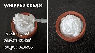 Whipped Cream In Mixie5മിനിറ്റിൽമിക്‌സിയിൽതയ്യാറാക്കാം How to Make Whipped cream in Mixie [upl. by Gastineau977]