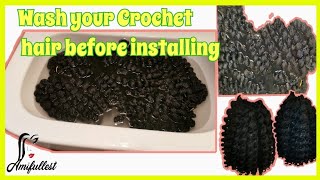 How To Wash your Crochet hair before installing [upl. by Asel240]