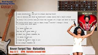 🎸 Never Forget You  Noisettes Guitar Backing Track with chords and lyrics [upl. by Anilegna939]