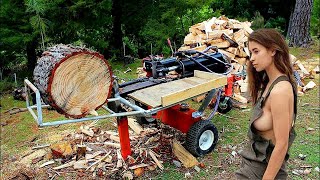 Legendary Log Splitting Unleashing EarthShattering Power to Obliterate Every Log woodworking [upl. by Bluhm]