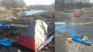 Kayak camping high winds light rain 2 nights 3 days 40 miles west nishnabotna [upl. by Nitsirk]