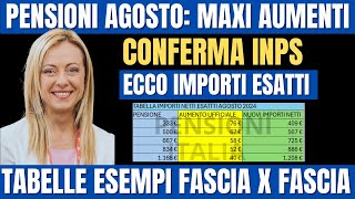 PENSIONI AGOSTO AUMENTI CONFERMATI TABELLA ESEMPI X OGNI FASCIA📈VERIFICA NUOVI IMPORTI LORDI [upl. by Ennovihs]