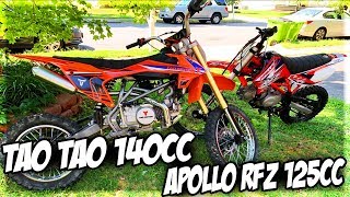 Apollo 125cc RFZ Vs Tao Tao 140cc DBX1 DirtPit Bike Race quotWhat Bikes Fasterquot [upl. by Roberta370]