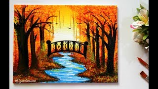 STEP by STEP Autumn Landscape Painting Tutorial for Beginners [upl. by Felicidad604]