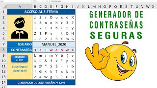 ✅ GENERADOR de CONTRASEÑAS SEGURAS en EXCEL  FÓRMULAS y MACROS 🔒 [upl. by Atsillak]