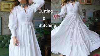 cotton gown cutting and stitchinglong maxi gown cutting and stitchingStitchwithSneha [upl. by Asial]