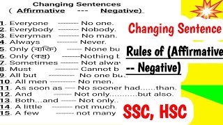 Changing Sentence quotRules of Affirmative to Negativequot SSC HSC [upl. by Ahsenid]