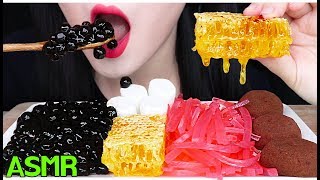 ASMR BOBA TAPIOCA PEARLS HONEYCOMB MOCHI JELLY NOODLES 타피오카 펄 벌집꿀 모찌 젤리국수 먹방 EATING SOUNDS [upl. by Trudnak]