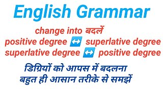 Change superlative degree into positive degree [upl. by Yllom]