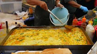 🔥 Sizzling Egg Layer amp Bread Stack on Giant Pan 🍞 Epic Roti John Creation [upl. by Danby]