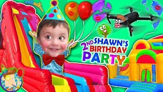 Shawns 2nd Birthday Party BOUNCE HOUSE Inflatable Outdoor Playground Giant Slides FUNnel VIsi [upl. by Aliuqet709]