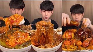 xiaowuasmr SPICY CHINESE FOOD BOIL GRILLED EGGENOKI MUSHROOM HOT CHIEKEN PORK  EATING MUKBANG [upl. by Turmel]