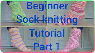 Beginner Sock Knitting Tutorial Step by Step Part 1 [upl. by Lilian]