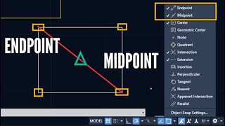 AUTOCAD  Configurando para pegar as pontas ENDPOINT e metade ponto do meio MIDPOINT [upl. by Goode]