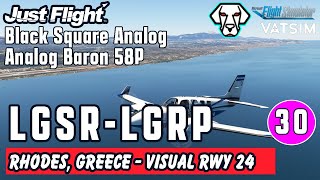 Black Square Analog Baron 58P  LGSR  LGRP  Buster amp Me  S2F30  MSFS Live Vatsim [upl. by Nagrom]