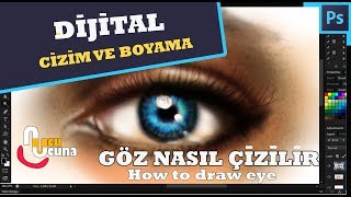 Dijital Çizim ve Boyama Dersleri 9 Photoshop Gerçekçi göz nasıl çizilir [upl. by Fronniah]