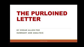 THE PURLOINED LETTER BY EDGAR ALLEN POE SUMMARY AND ANALYSIS [upl. by Enamart]