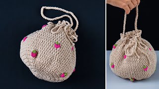 Cute strawberry crochet bag easily Tutorial for beginners Miarti🧶 [upl. by Eignat]