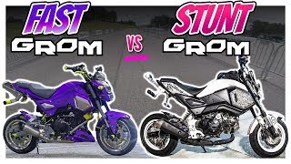 Fast Grom vs Stunt Grom  Barber Small Bore Drag Racing [upl. by Notgnilliw985]